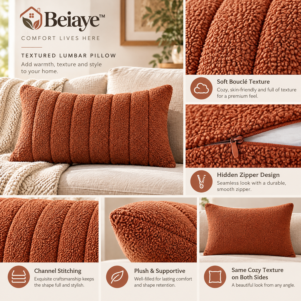 Beiaye™ Sculpted Bouclé Accent Pillow Set — details and features