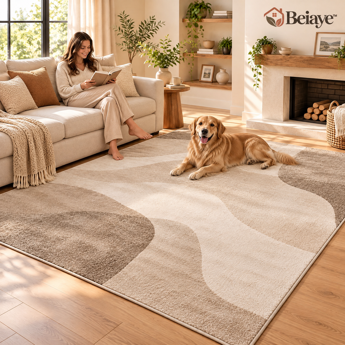 Beiaye™ Haven Abstract Washable Area Rug — details and features