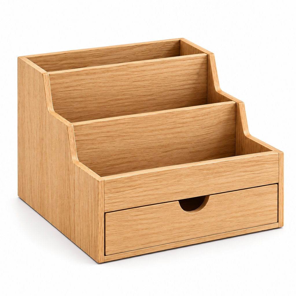 Beiaye™ Tiered Oak Desktop Organizer — styled room view
