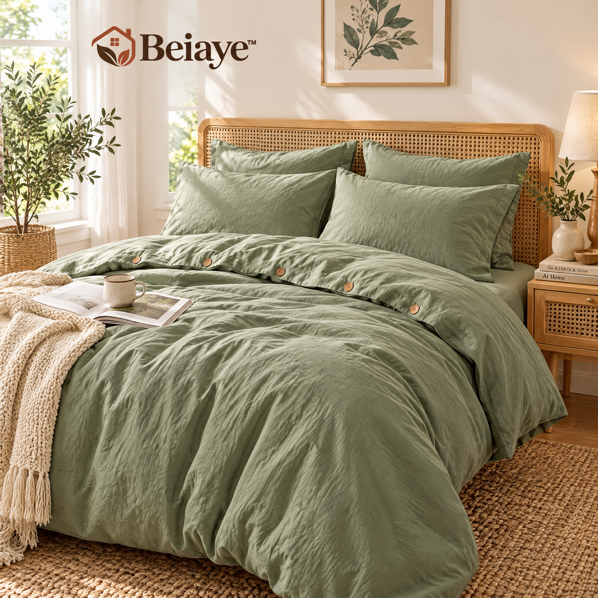 Beiaye™ Meadow Washed-Cotton Duvet Cover Set — details and features