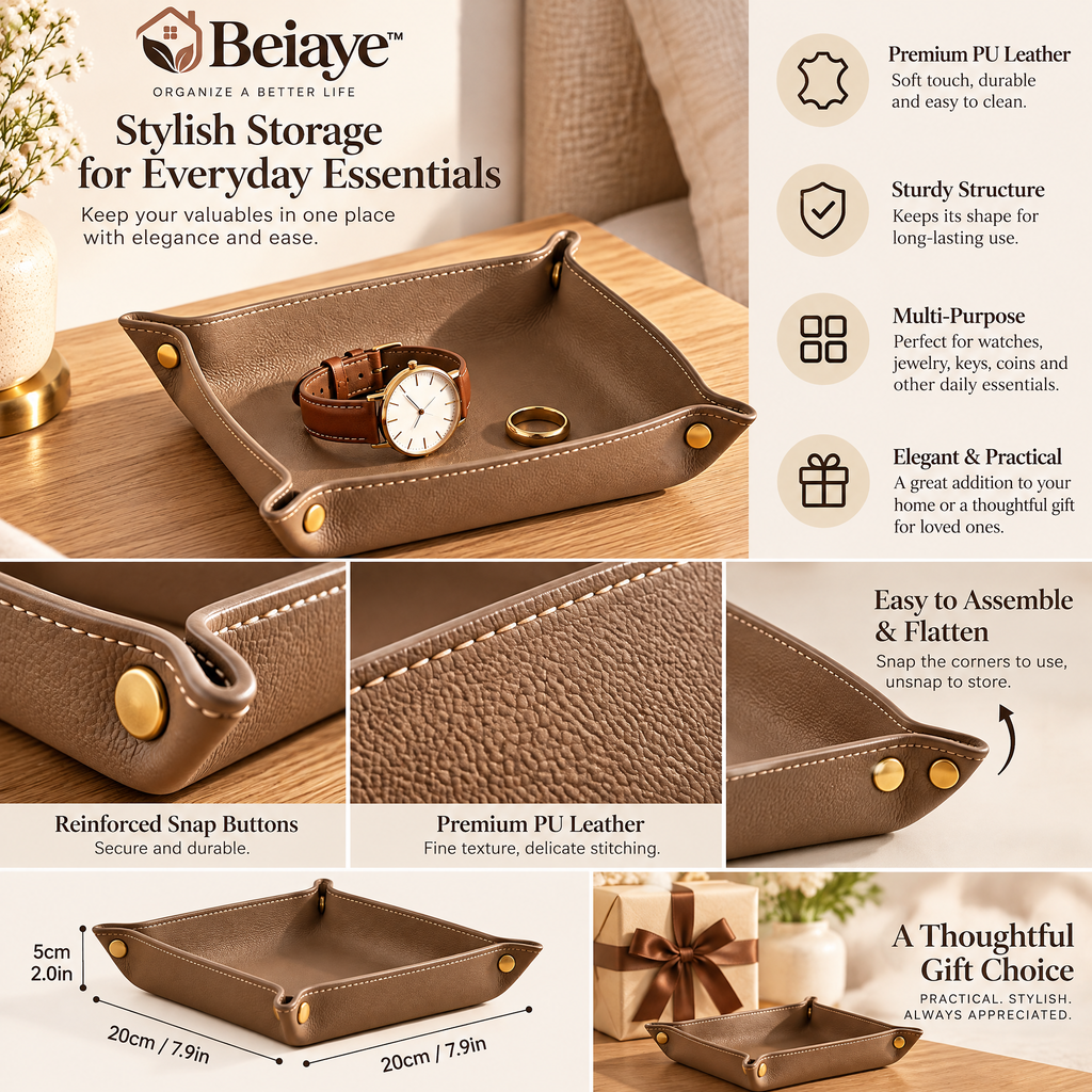 Beiaye™ Folded-Corner Bedside Valet Tray — styled room view